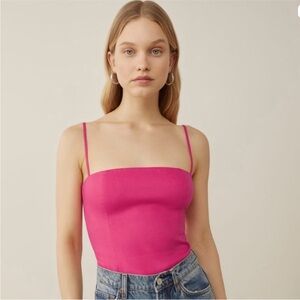 Reformation Overland Hot Pink Linen Tank Top